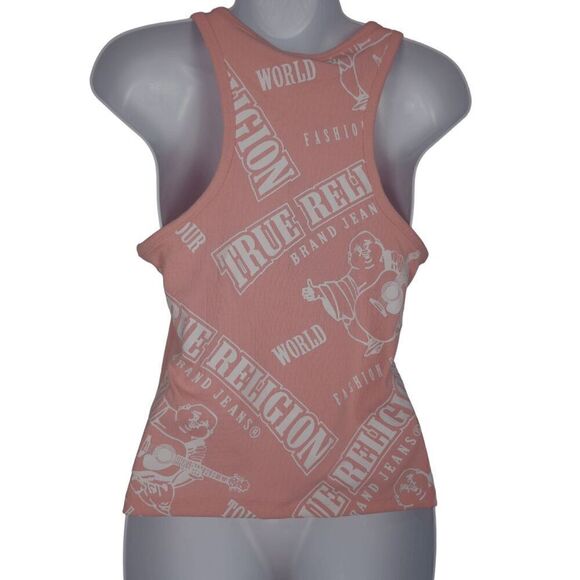 TRUE RELIGION Women's Ombre Goddess Crewneck Racer Back Ribbed Tank Top S - Picture 1 of 8